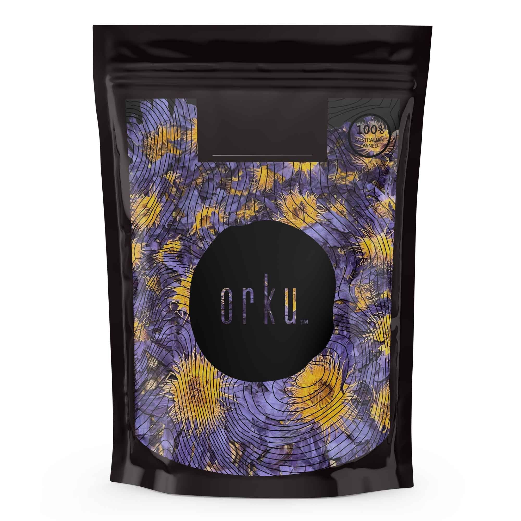 Orku 100g Blue Lotus Flowers - Dried Whole Open Lily Nymphaea Caerulea